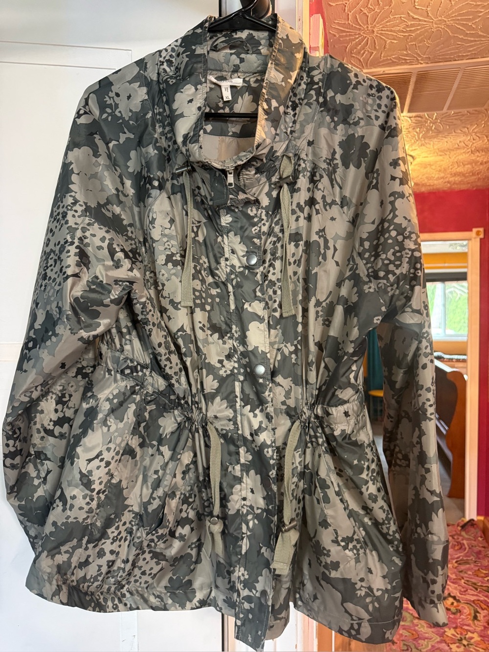 Maurices Olive & Beige Floral Utility Anorak Jacket